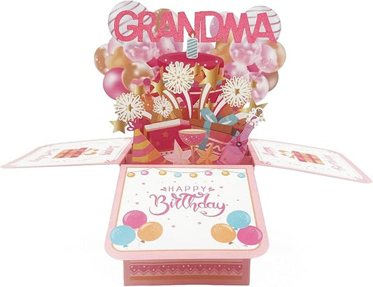 Asmallgf Great Grandma Birthday Gifts, Personalized Birthday Popup Card for Granny Nana, Best Nana Gifts from Granddaughter Grandson