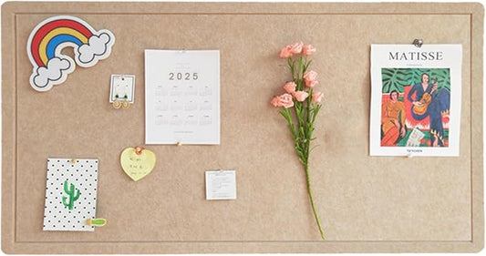 Foldable Large Felt Bulletin Board - 36'' x 18'', Decorative Picture Framed Display Board with 35 Rose Pins for School, Home, Kitchen & Office Walls