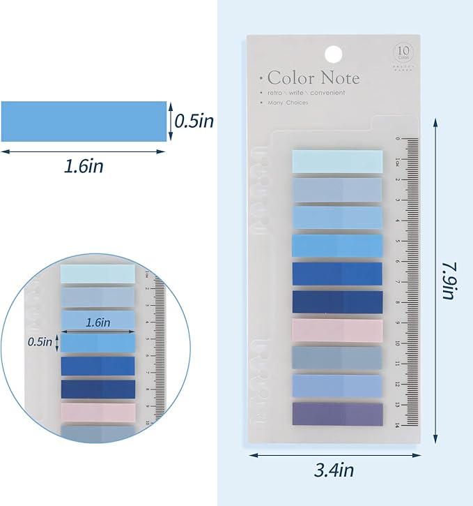 2000Pcs Sticky Tabs for Annotating Books, Clear Sticky Notes for Binders, Page Markers for Notebooks, Multi-Colored Writable and Repositionable Book Flags Strip Index Tabs