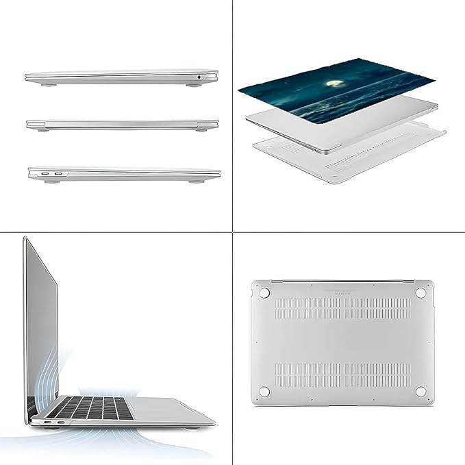 Compatible with 16 Inch MacBook Pro A2141, Night Sea Beach Moon Ocean Landscape Hard Plastic Shell Cover Case