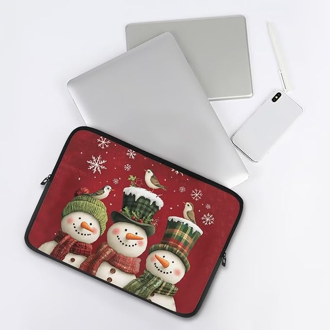 Cute Snowman Laptop Protective Sleeve for Women 15 inch Computer Sleeve Bag Christmas Neoprene Lap Top Case Suitable Gifts for Travel School Office Neatly Organizers Laptop Accessories