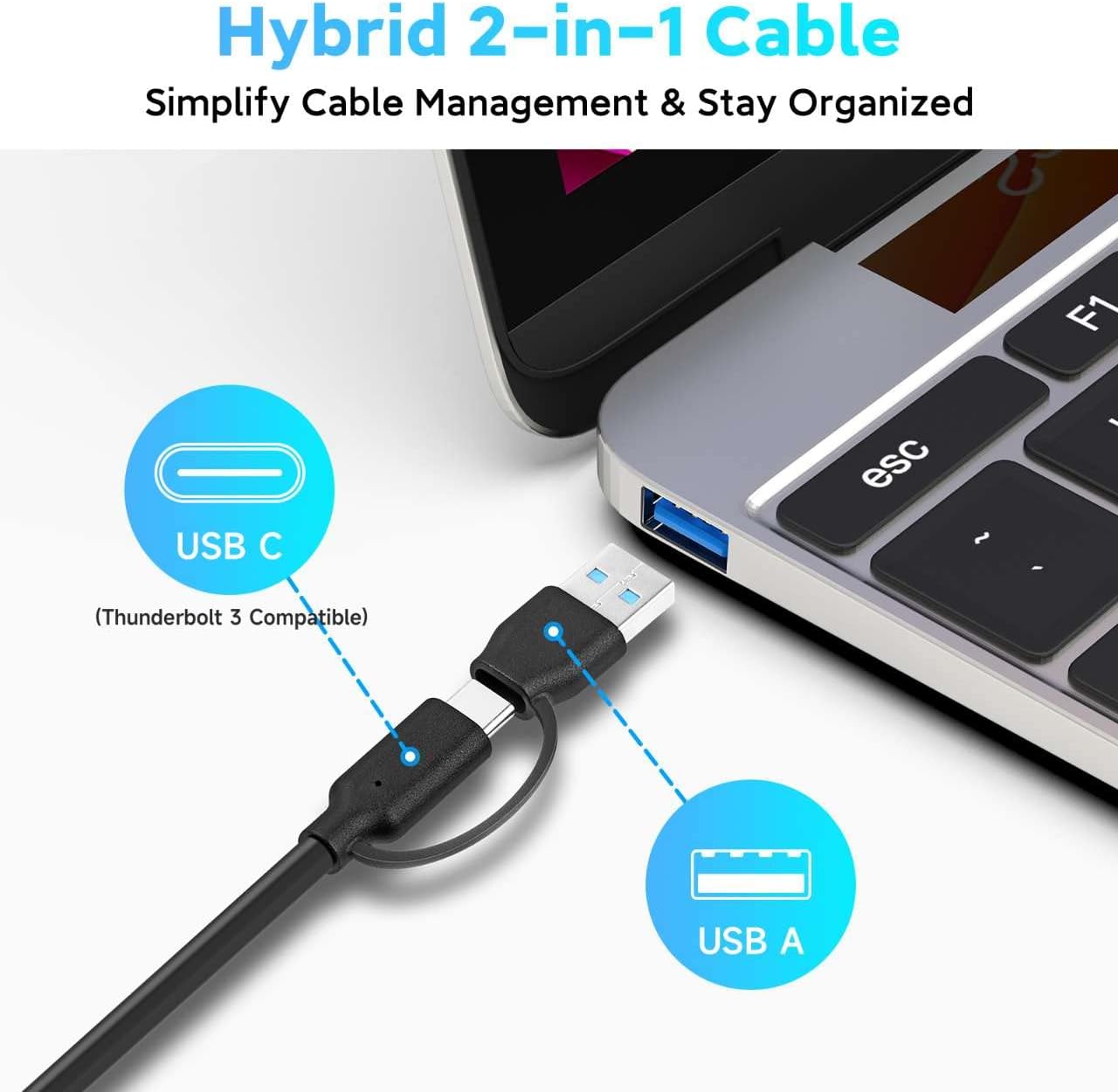 Powered USB 3.0 /USB C Hub, ikuai Aluminium 7-Port USB Hub Splitter with AC Adapter LED Individual On/Off Switches and 3.3ft Extended Long Cable for Laptop, Mac, PC, Flash Drive, Mobile HDD