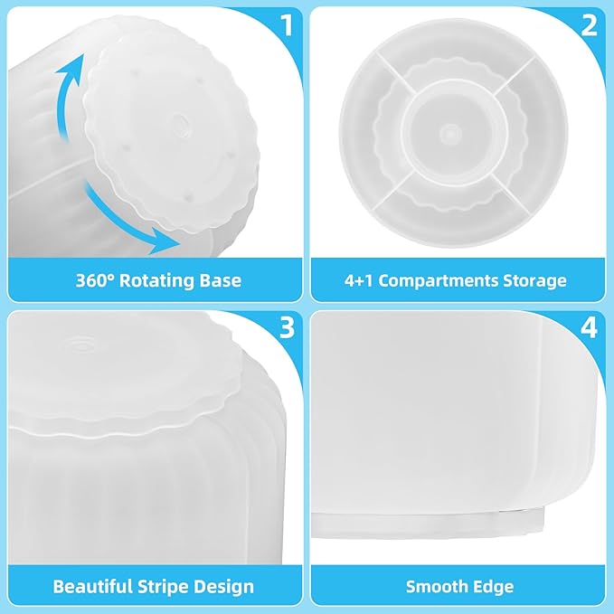 Marbrasse Desk Organizer, 360-Degree Rotating Pen Pencil Holder for Desk, Desk Organizers and Accessories with 5 Compartments Pencil Organizer, Art Supply Storage Box Caddy (Translucent)