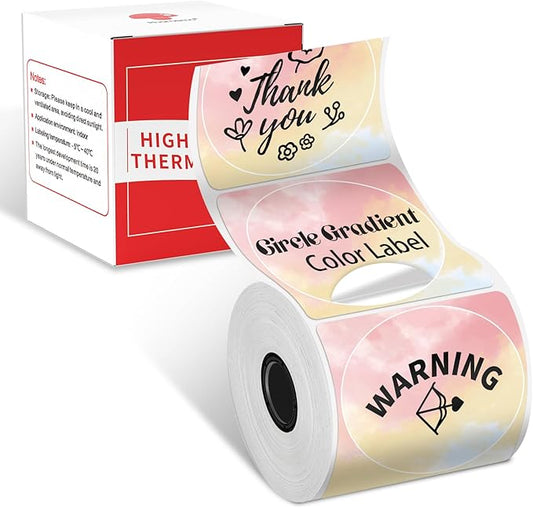 Phomemo Circle Label Compatible with M110/M100/M120/M150/M200/M220/M250 Label Maker, 1.96" x 1.96"（50 x 50 mm） Thermal Round Rainbow Gradient Labels, 1 Rolls/140 Labels