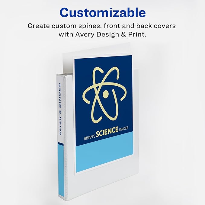 Avery Durable View 3 Ring Binder with 1 Inch Rings, 5 Tab Two-Pocket Plastic Binder Dividers, Assorted Chisel Tip Highlighters, School Supplies Set (01681)