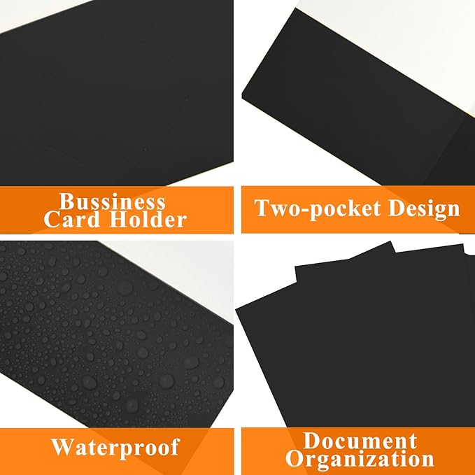 50Pcs Black Two-Pocket Heavyweight File Folder,Letter Size,Paper File Folder for School Office Home Bussines