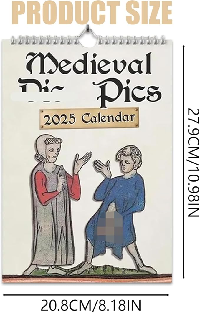 Medieval Pics 2025 Calendar, Medieval Pics Calendar, Funny Medieval Pics Calendar With Illustrations, Prank Medieval Wall Calendar, For History Enthusiasts Gift