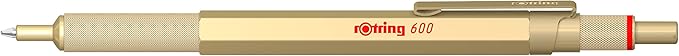 Rotring 600 Metallic Ballpoint Pen Medium Point Black Ink Gold Barrel Refillable 1 Count
