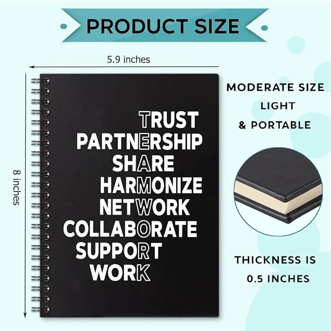 Teamwork 160 Blank Pages Spiral Notebook, Team Notebooks for Employees, Job Promotion Gifts, Teamwork Gifts for Coworkers, Office Team Work Gifts for Colleague, Team Gifts for Staff C