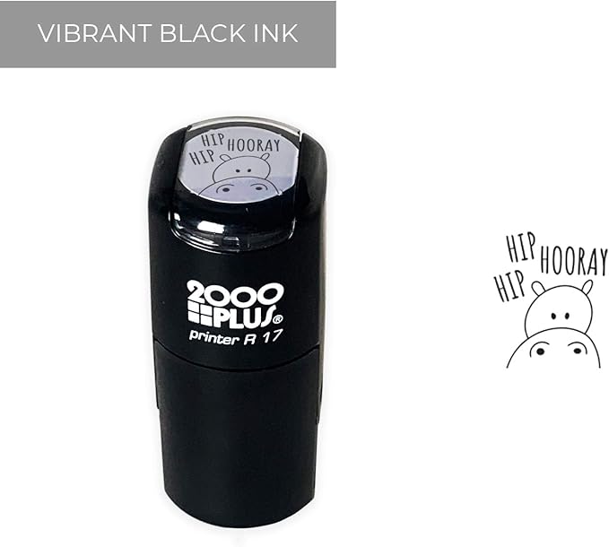 Hip Hip Hooray! Hippo Stamp / 2000 Plus Self Inking Teacher Stamper/Black Imprint Planner Worksheet Stamp