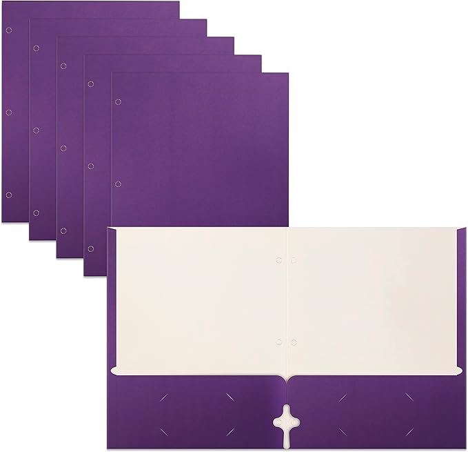 Better Office Products Two Pocket Portfolio Folders, 50-Pack, Purple, Letter Size Paper Folders, 50 Pieces, Purple