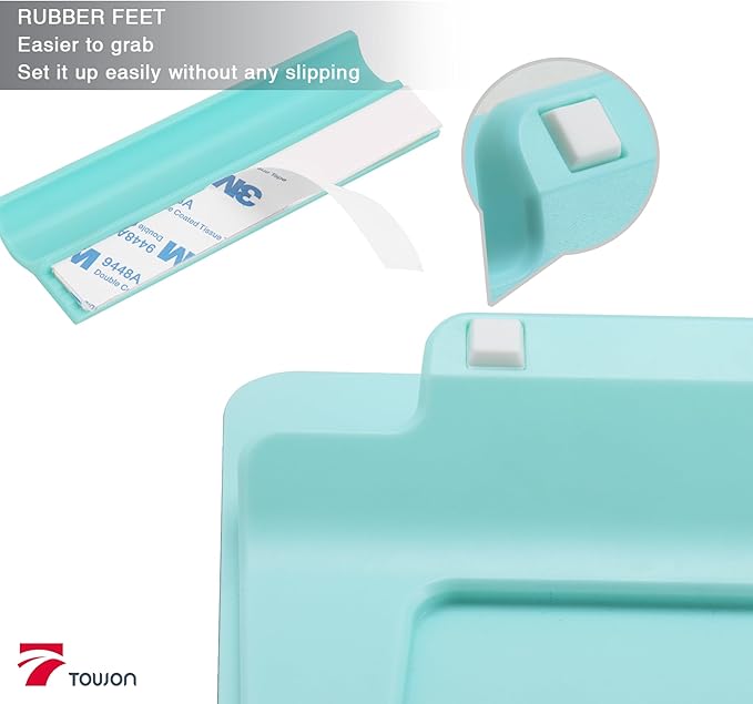 Teal Blue Mini Desktop Pure Glass Whiteboard, Small Slope Slick Desk Whiteboard Glass, Desk White Board, Desktop White Board Dry Erase, Stenography Artifact for Office Home Schooling Décor, 8x6 Inches