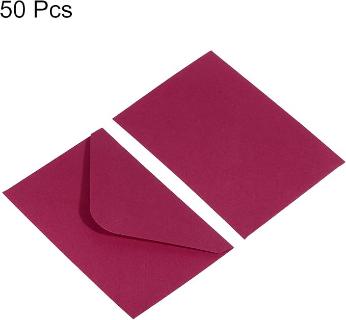 PATIKIL Mini Envelopes, 50 Pack Gift Cards Business Cards Envelope for Greeting Weddings, Dark Red