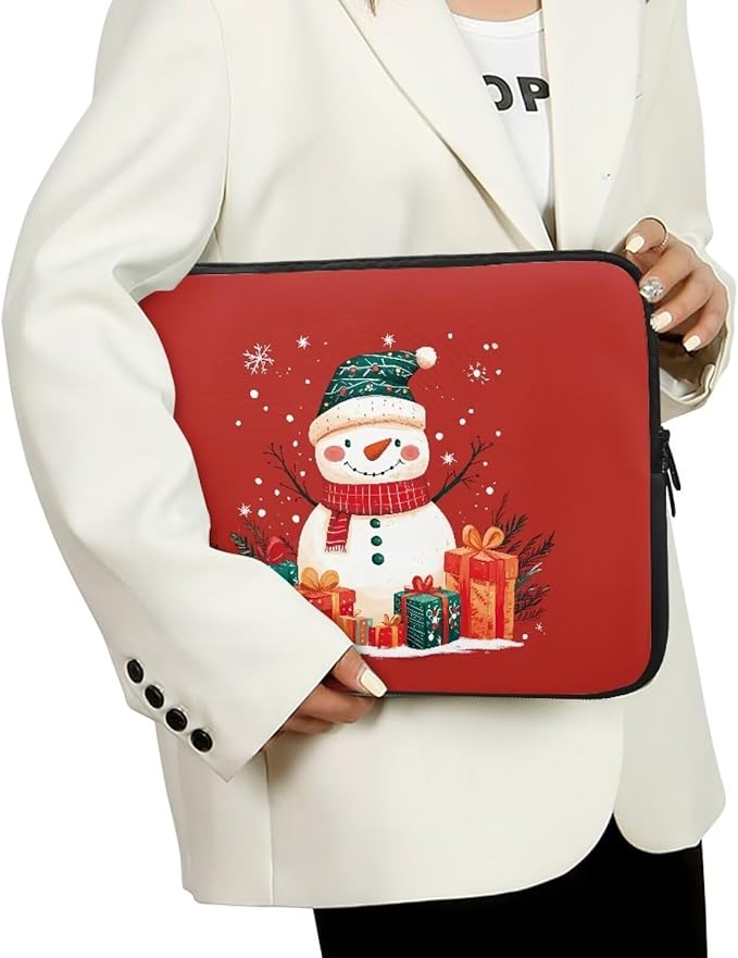 Cute Snowman Laptop Sleeve for Women Teen Girls 12 inch Laptop Protector with Multiple Uses Computer Carrying Case Christmas Tablet Bag Lap Top Case Men Laptop Protector