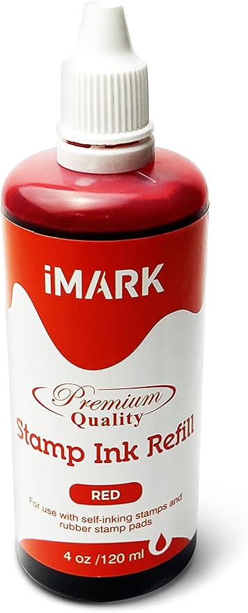 iMARK Premium Refill Ink for Self-Inking Stamps, Daters and Stamp Pads (4 oz, Red)