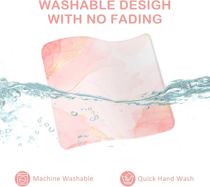 eulps Mouse Pad with Stitched Edge, Multiple Patterns Computer Mouse Pads with Non-Slip Rubber Base, Washable Cloth Mousepad, for Gaming, Laptop, PC (Blush Gold)