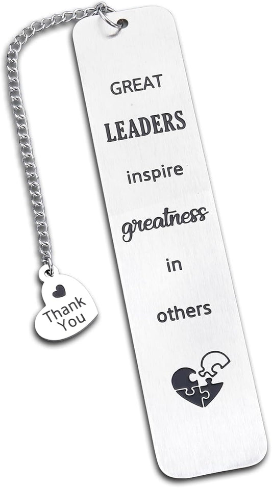 Great Leaders Gift for Bosses Day Bookmark Boss Lady Promotion Gifts for Women Mentor Boss Gifts for Men Birthday New Job Retirement Farewell Going Away Holiday Christmas Valentines Day Gift