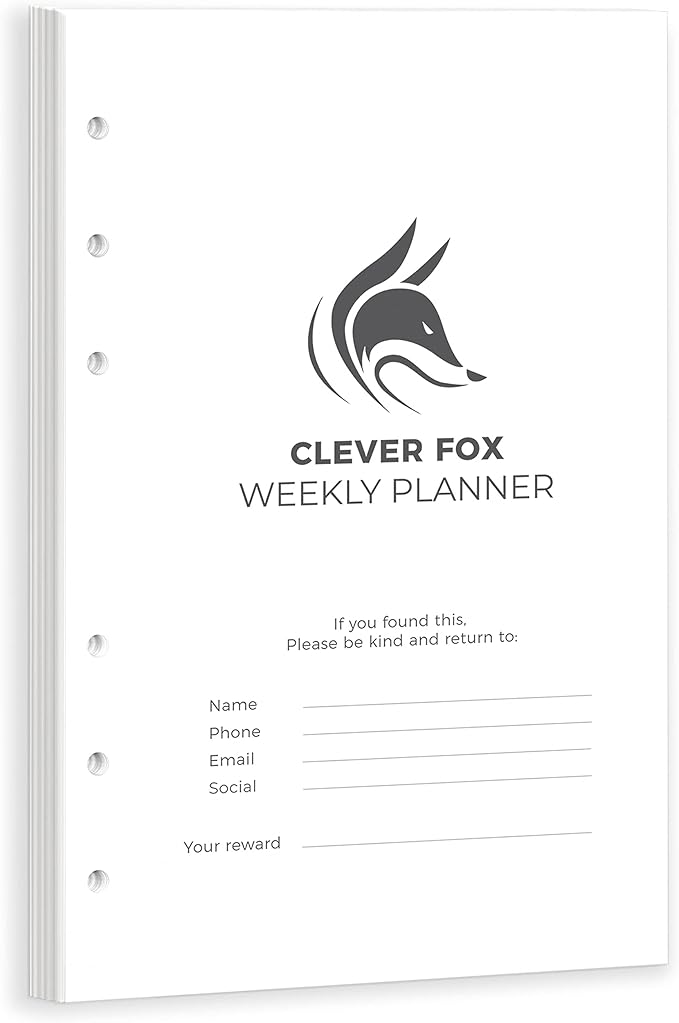 Clever Fox Weekly Planner Binder Refills – 12-Month Planner Page Refill Set - Planner for Time Management & Weekly Tasks – Work & Life Organizer with to Do List – Undated A5 Pages