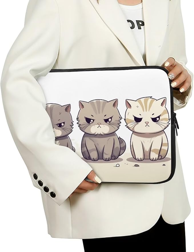 Cute Cat Laptop Protective Sleeve for Girls Boys 10 Inch Laptop Covers with Large Capacity Lap Top Case Lightweight Computer Sleeve Bag Suitable Gifts for Holidays Tablet Bag Grey