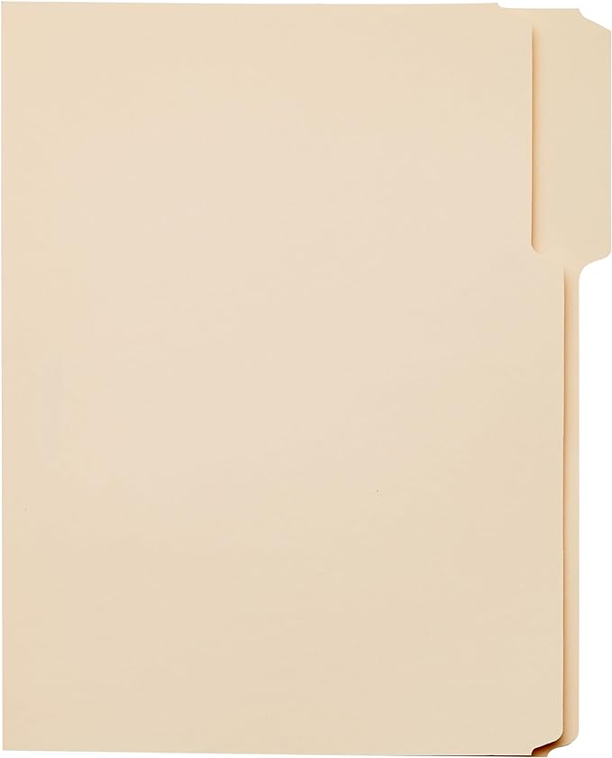 Amazon Basics 1/3-Cut Tab, Assorted Positions File Folders, Letter Size, Manila - Pack of 100