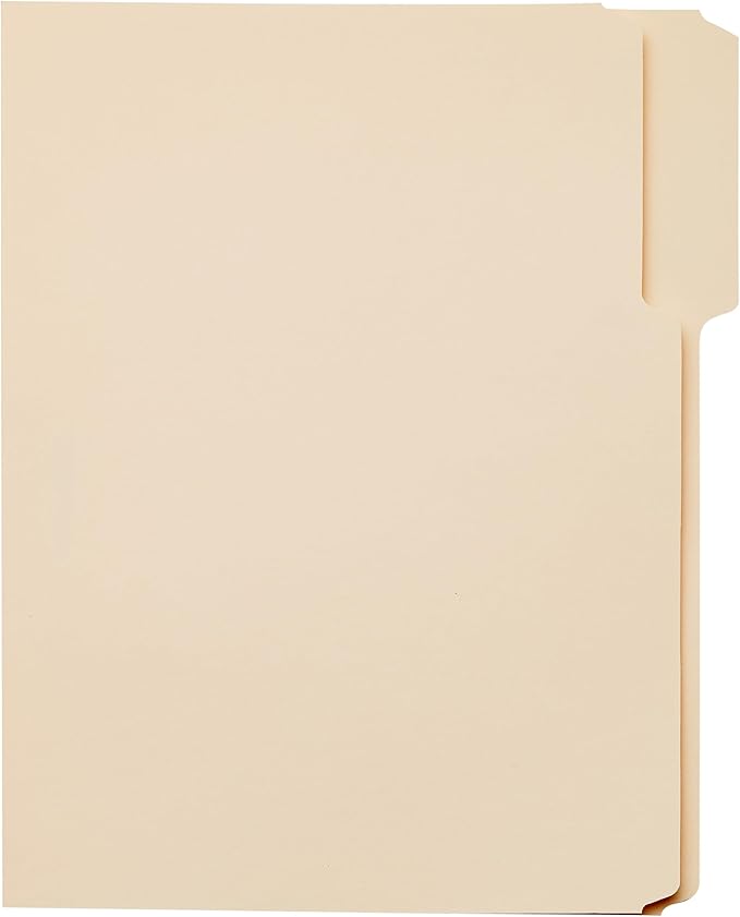 Amazon Basics 1/3-Cut Tab, Assorted Positions File Folders, Letter Size, Manila - Pack of 100