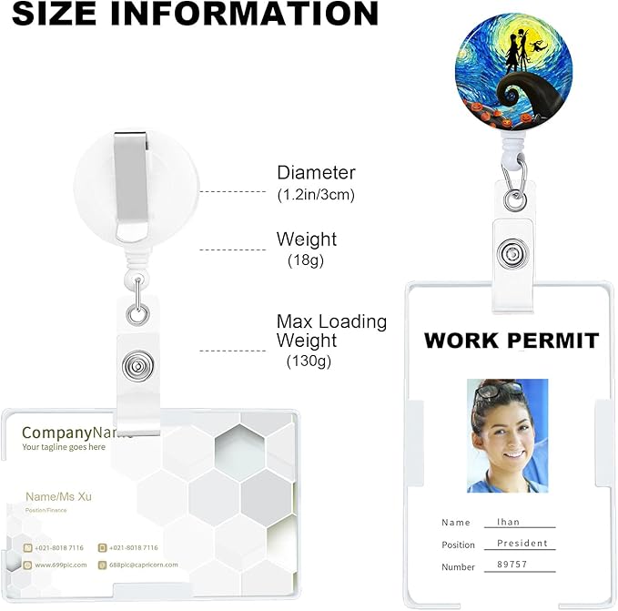 Halloween Badge Reels Holder Retractable with ID Clip for Nurse Name Tag Card Nursing for Doctor Teacher Student Employee Office Medical Work