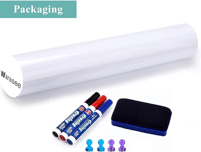 Magnetic Dry Erase Whiteboard Paper, 24" x 39" Self Adhesive Whiteboard for Wall, Easy to Write and Clean Dry Erase Board for Kids, Office, Home, with Marker, Magnetic Eraser and Magnets