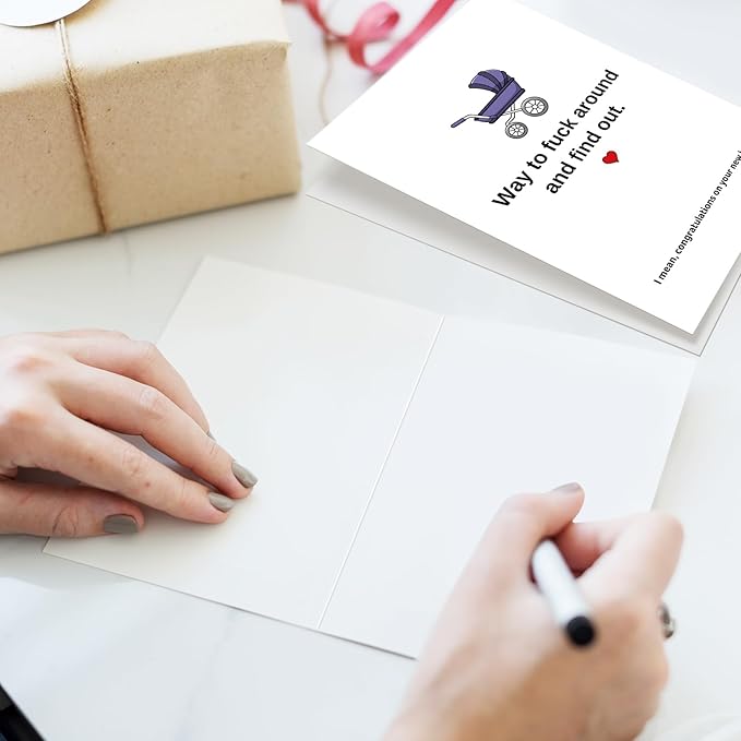 Funny Baby Shower Card for Girl Boy, Lovely New Baby Congratulations Card, Congrats on Pregnancy Card for New Mom Dad Parents, Way to F Around and Find Out