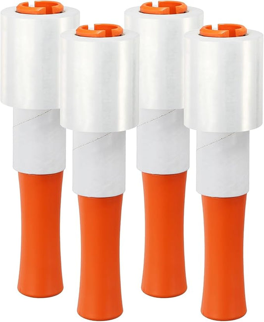 PATIKIL 3" x 328 Feet Stretch Wrap Roll, 4 Pack 80 Gauge/20 mic Thick Mini Shrink Stretch Film Industrial Clear Plastic Wrap with Handle for Box Packing Shipping Moving