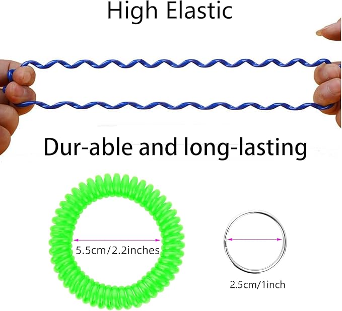 Pack of 36 Colorful Spring Spiral Wrist Coil Key Chain, Wristband Key Ring (Green)