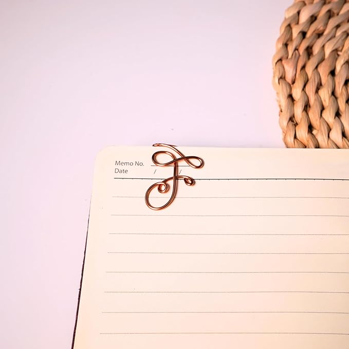 Personalized Initial Copper Bookmark, Set of 5, Handmade Copper Gift for Her, Him, Couple on Birthday, Wedding Anniversary, Alphabet Bookmark (F)