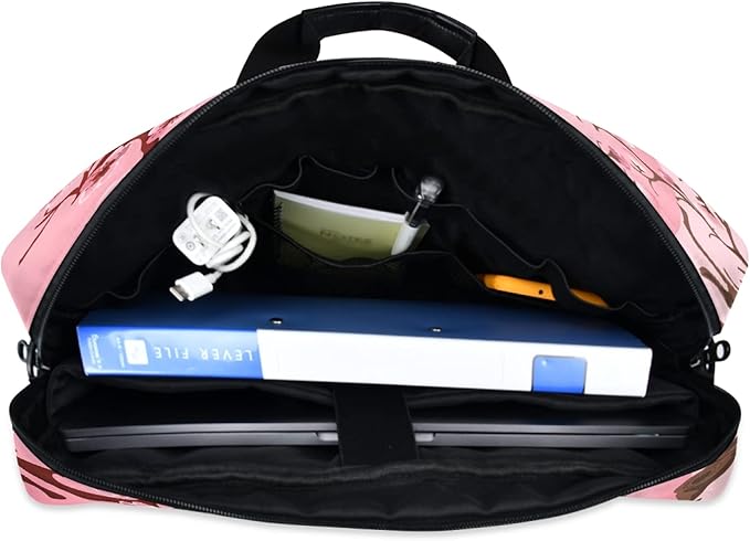 Japanese Cherry Blossom Sakura Tree With Bird Laptop Messenger Bag Case Sleeve Crossbody Briefcase for Men Women with Shoulder Strap Handle 13 14 15.6 inch
