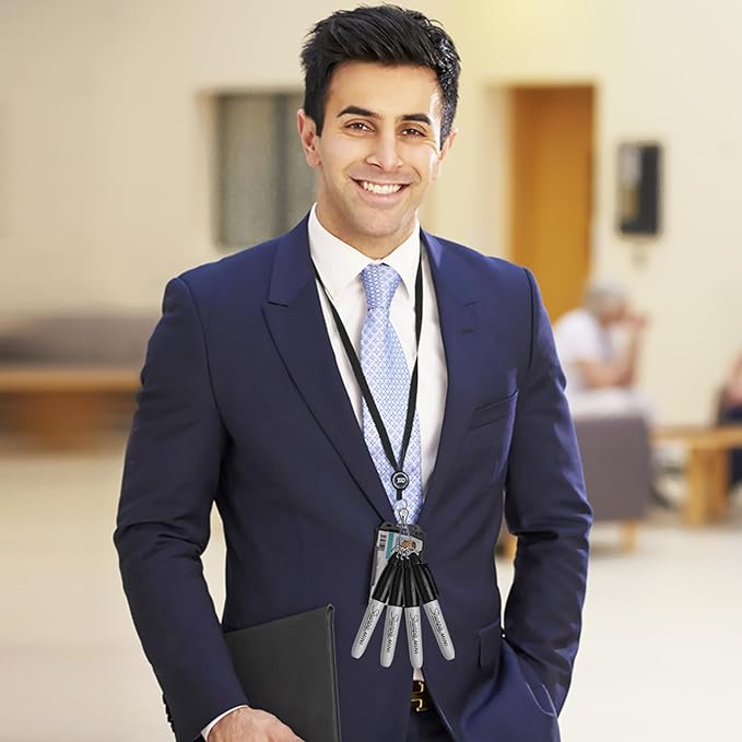 Mini Sharpies for Nurses Badge, 4 Mini Sharpies, Mini Markers, Mini Permanent Markers with Lanyard, Black Sharpies