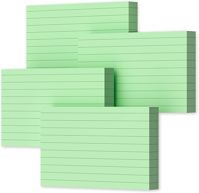 Green Index Cards 3x5 Ruled Note Cards, 200 PCS Lined Index Cards Flashcards, 180 GSM Heavyweight Notecards 3x5 Lined Flash Cards for Studying School Notes Taking, 3 x 5 Index Card Ruled Study Cards