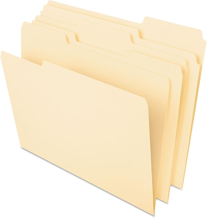 Pendaflex File Folders, Letter Size, 1/3 Cut, Manila, 100 per Box (752 1/3)