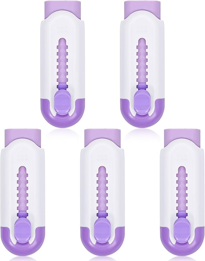 Pencil Erasers, Retractable Erasers for Pencils - White Purple, Pack of 5