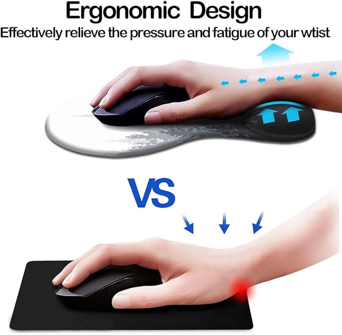 Ergonomic Mouse Pad with Wrist Support and Coaster,Mouse Pads with Non-Slip PU Base for Home Office Working Studying Easy Typing & Pain Relief Forest Pattern