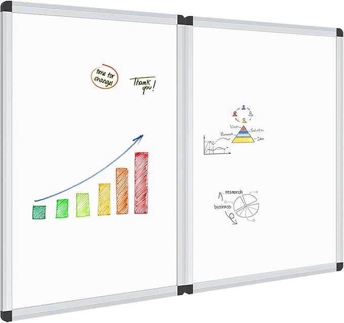 VIZ-PRO Magnetic Dry Erase Board, 36 X 24 Inches, Pack of 2, Silver Aluminium Frame