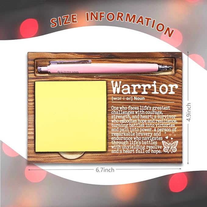 Gift for Cancer Warrior, Cancer Support Encouragement Gifts Her, Gift for Cancer Patient, Breast Cancer Gifts for Her, Warrior Gift for Cancer Survivors Self-Stick Note Pad Holders-DW36