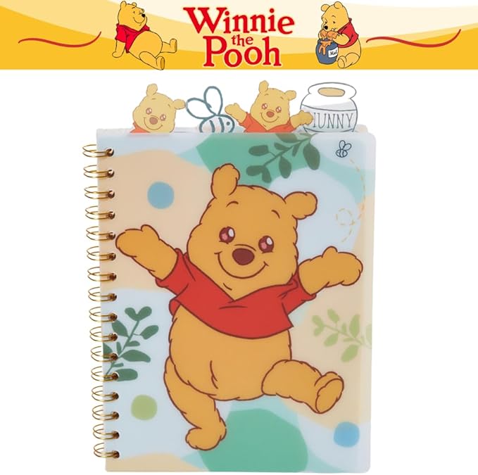 Innovative Designs Winnie the Pooh Tab Journal Notebook, Spiral Bound, 96 Lined Pages, 8 x 7 inches