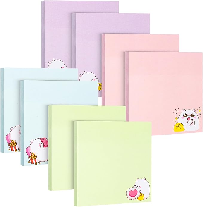 Mr. Pen- Sticky Notes, 3”x3”, 8 Pads, 400 Sheets, Cute Bear Sticky Notes, Sticky Pads Sticky Notes Aesthetic, Colorful Sticky Notes Bulk Sticky Notes Cute Sticky Notes for Women