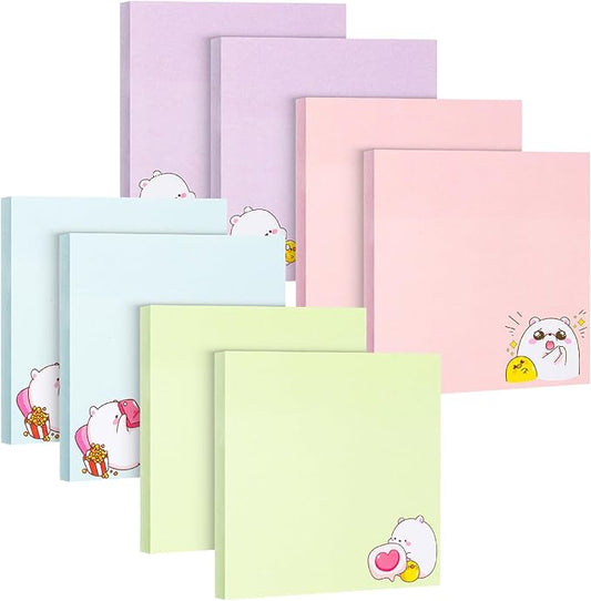 Mr. Pen- Sticky Notes, 3”x3”, 8 Pads, 400 Sheets, Cute Bear Sticky Notes, Sticky Pads Sticky Notes Aesthetic, Colorful Sticky Notes Bulk Sticky Notes Cute Sticky Notes for Women