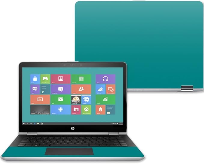 MightySkins Skin Compatible with HP Pavilion x360 15" (2017) - Solid Teal | Protective, Durable, and Unique Vinyl Decal wrap Cover | Easy to Apply, Remove, and Change Styles | Made in The USA