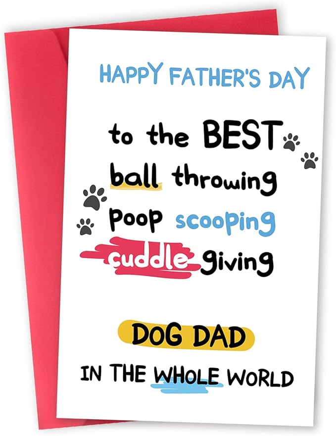 Happy Father's Day Card for Dog Dad, Funny Dog Dad Gifts for Men Him, Best Dog Dad Card, Gifts from Dog, Lovely Dog Dad Father's Day Card from Son Daughter
