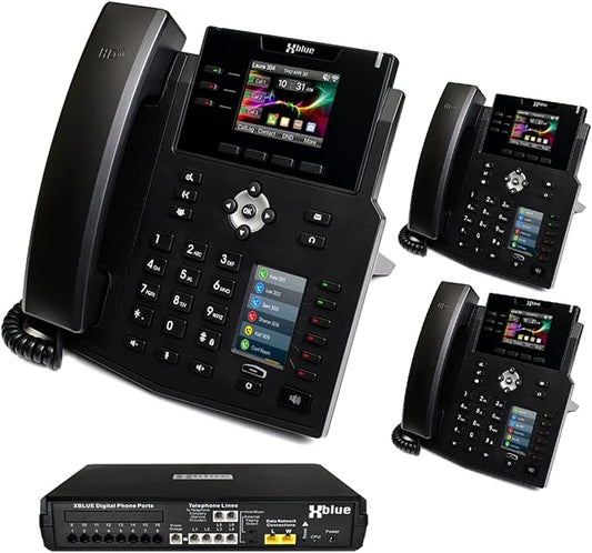 XBLUE X16 Plus VoIP System Bundle with (3) IP9g IP Phones - Including Auto Attendant, Voicemail, Remote Phone Extensions & Call Recording