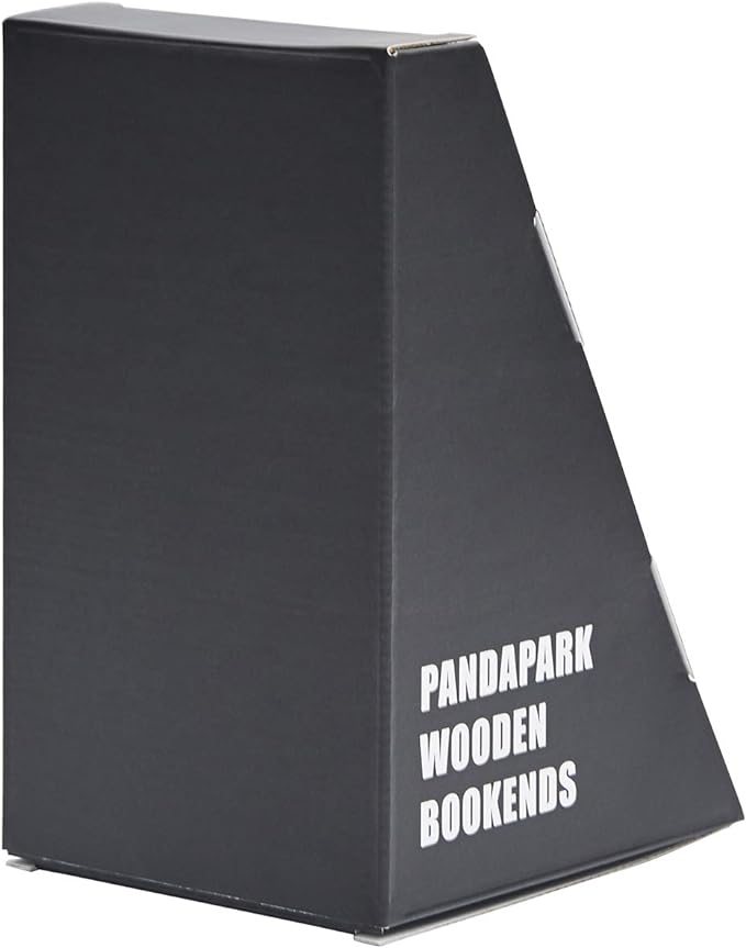 Pandapark Wood Bookends,Non-Skid Bookend for Shelves,Heavy Duty Bookends,Book Stand for Books/CDs,1 Pair