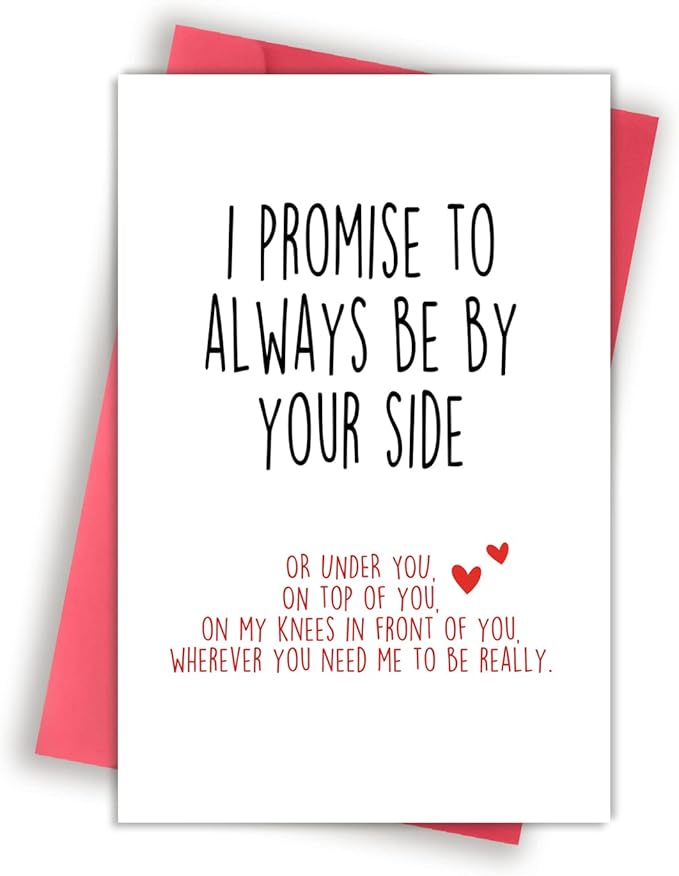 Funny Valentines Day Card With Envelope, Naughty Anniversary Birthday Card for Boyfriend Husband Fiance Girlfriend Wife Fiancee, I Promise to Always Be by Your Side…
