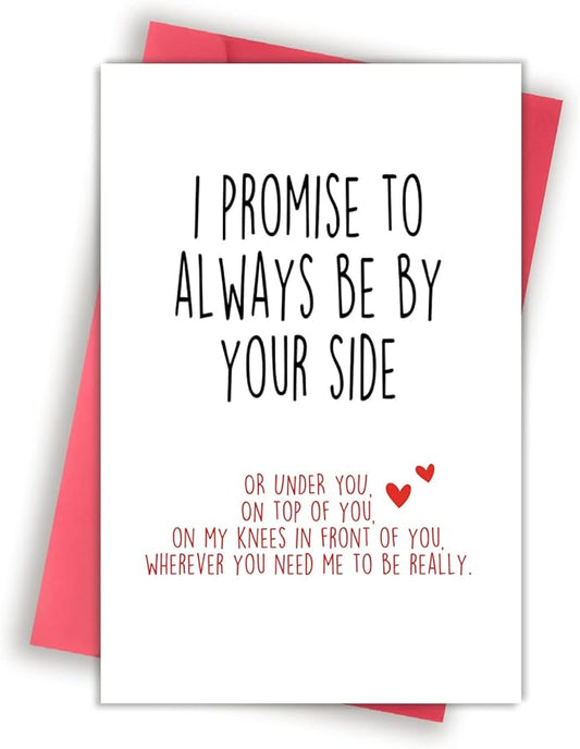 Funny Valentines Day Card With Envelope, Naughty Anniversary Birthday Card for Boyfriend Husband Fiance Girlfriend Wife Fiancee, I Promise to Always Be by Your Side…