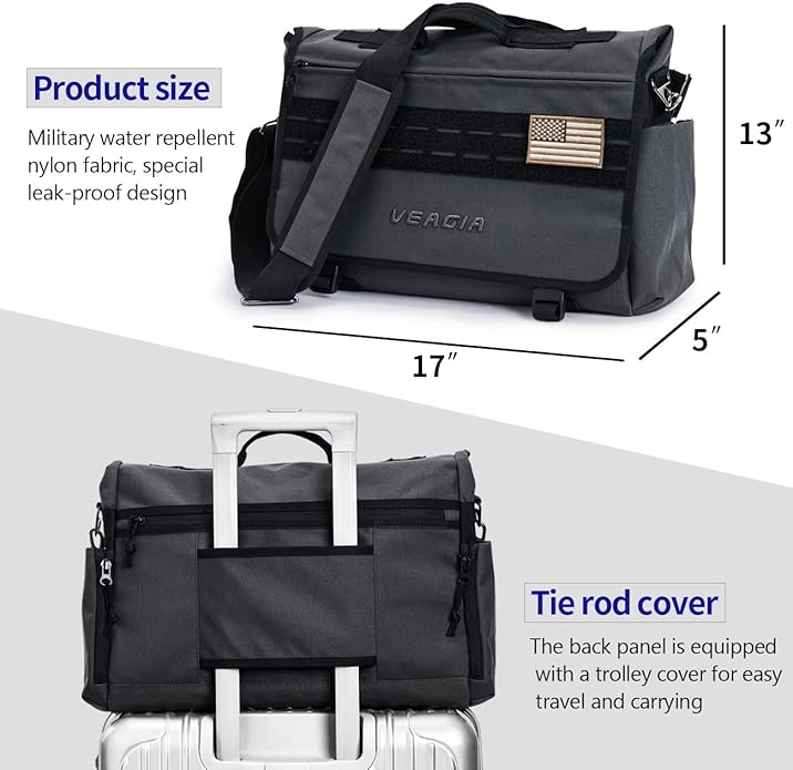 VEAGIA Messenger bag Laptop bag Briefcase Molle system Tactical style Detachable shoulder strap Shoulder Bags