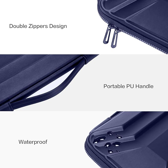 MOSISO 13-13.3 inch Laptop Sleeve with Handle, Waterproof Shockproof Protective Symmetrical Trapezoid EVA Computer Bag Carrying Case Compatible with MacBook Air/Pro 13.3, Dell XPS 13, Navy Blue